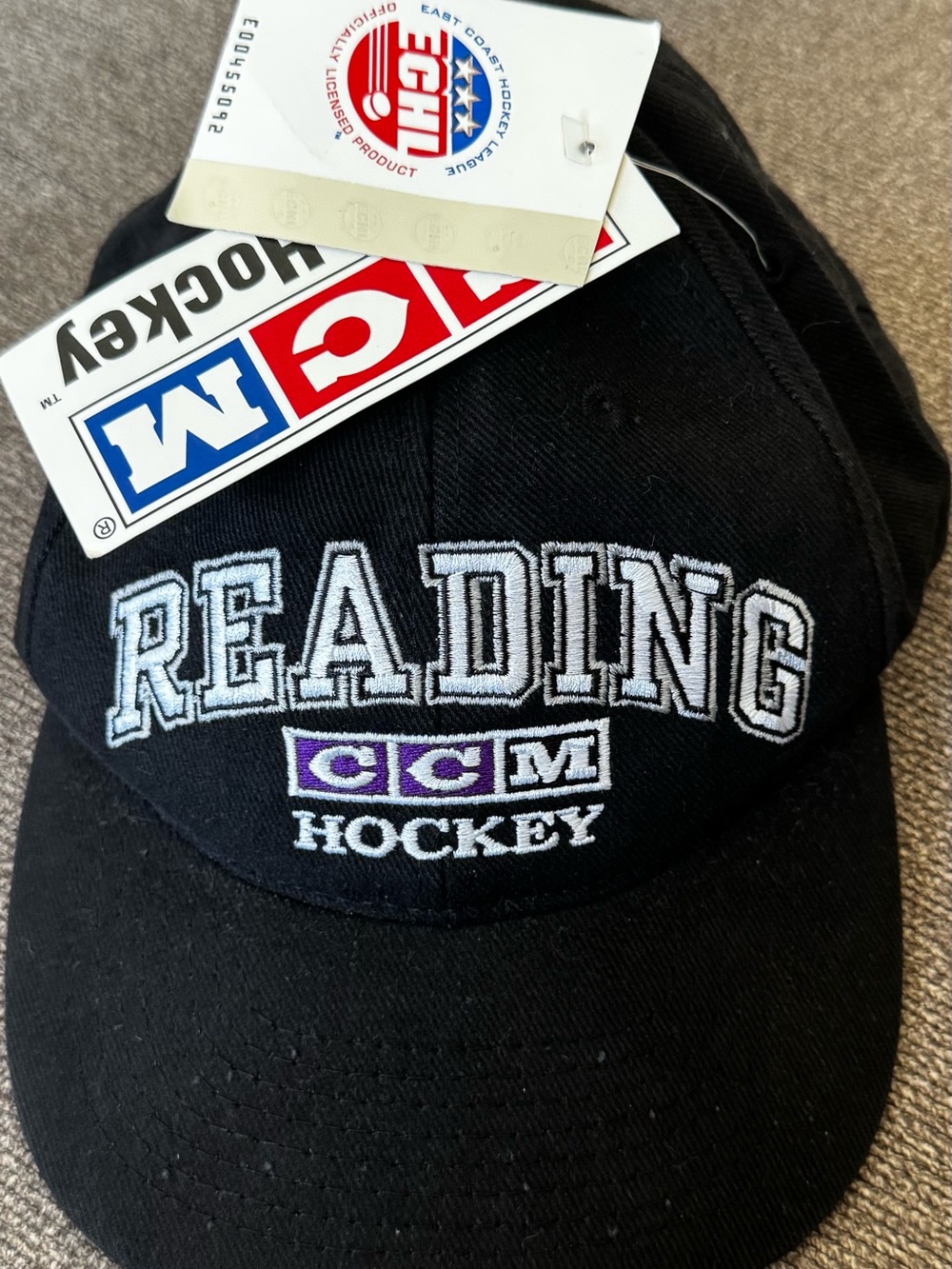 CCM Black Cap with Purple Logo Reading Hockey Embroidery Snapback